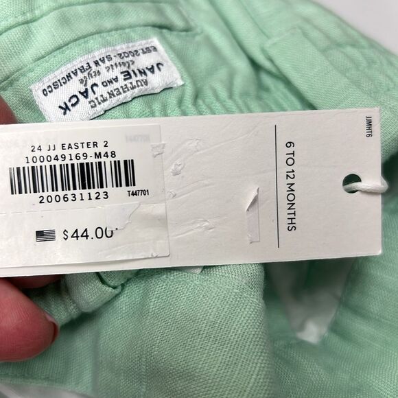 Janie and Jack 100049169 Mint green Linen-Cotton Short size 6-12 m NWT - Picture 9 of 10